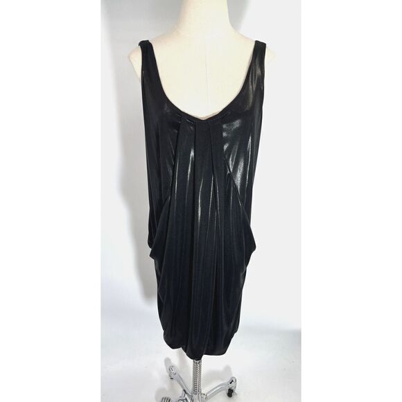 Diane Von Furstenberg LBD Black Liquid Dress Size 8 Lesley DVF Goth Punk Witchy - Picture 6 of 15